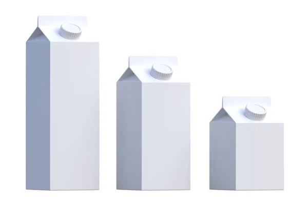 Embalagens Cartão Leite Sobre Fundo Branco Conceito Produtos Lácteos Modelo — Fotografia de Stock