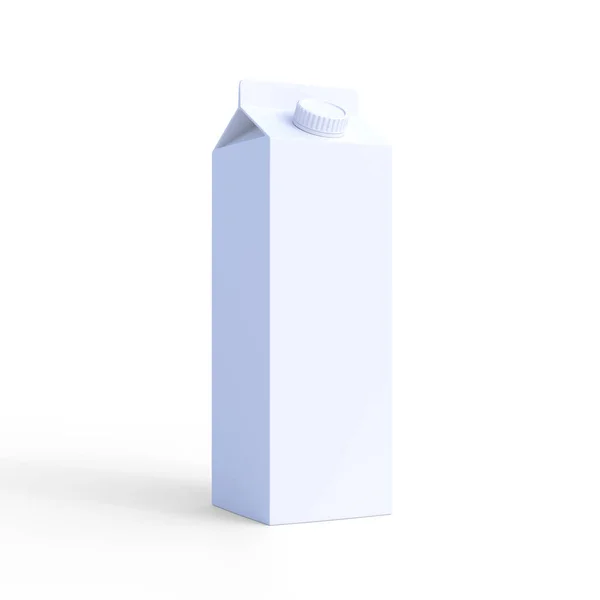 Confezione Cartone Latte Fondo Bianco Concetto Latticini Modello Burattino Illustrazione — Foto Stock