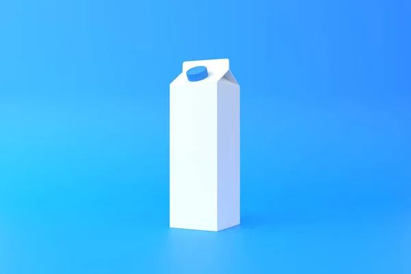 Milchkartonverpackung Auf Blauem Hintergrund Milchprodukte Konzept Mockup Vorlage Darstellung Illustration — Stockfoto