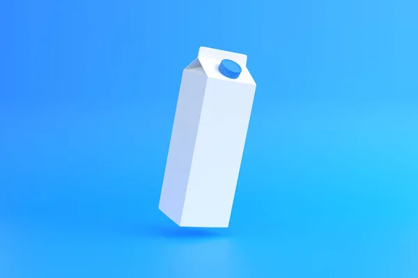 Mavi Arka Planda Düşen Süt Kutusu Süt Ürünleri Konsepti Model — Stok fotoğraf