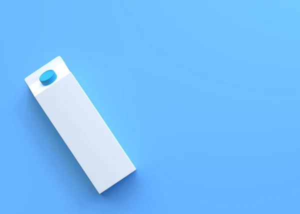 Milchkartonverpackung Auf Blauem Hintergrund Milchprodukte Konzept Mockup Vorlage Darstellung Illustration — Stockfoto