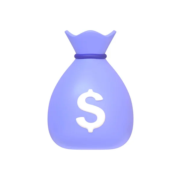 Фиолетовый Значок Мешок Денег Белым Знаком Доллара Белом Фоне Минималистский — стоковое фото