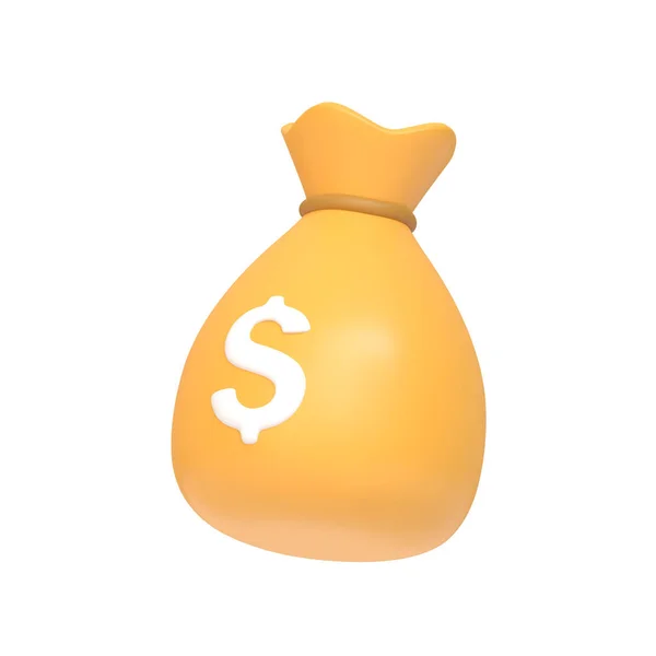 Pengar Väska Ikon Med Vit Dollar Tecken Vit Bakgrund Minimalistisk — Stockfoto