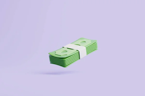 Bundle Money Purple Pastel Background Dollars Money Payment Concept Minimalist — Stock Photo, Image