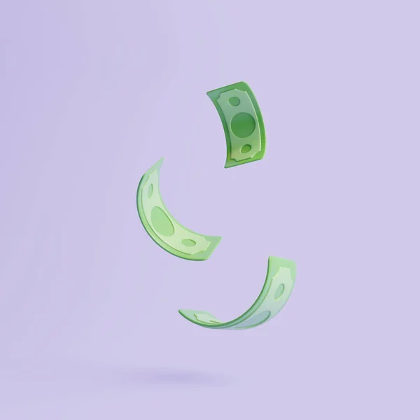 Green Paper Banknotes Icon Isolated Purple Background Money Payment Concept — Stock Photo, Image