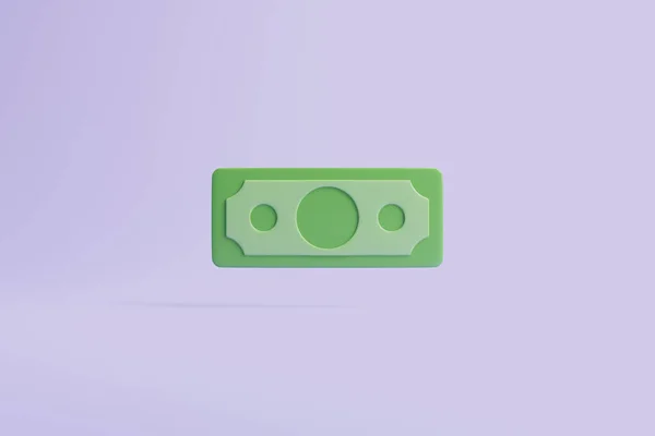 Green Paper Dollar Icon Purple Background Money Payment Concept Simple — Stock Photo, Image