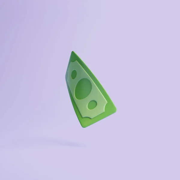 Ícone Dólar Papel Verde Fundo Roxo Dinheiro Conceito Pagamento Renderizar — Fotografia de Stock
