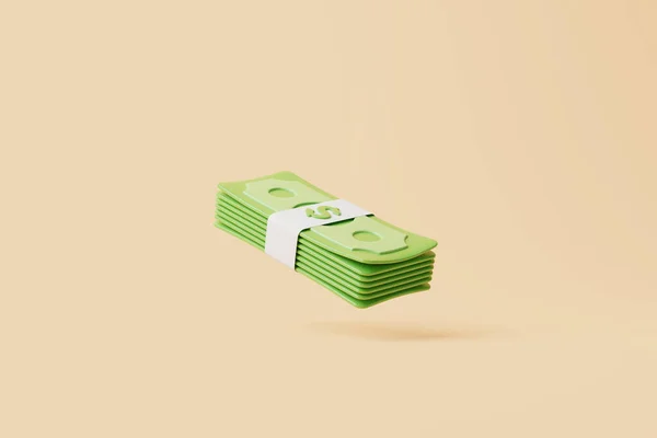 带着米色背景的钱 货币和支付概念 最低纲领3D说明 — 图库照片