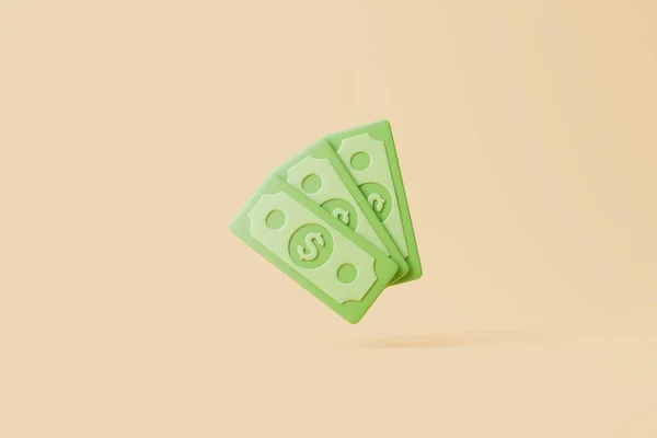 Green Paper Dollar Icon Isolated Beige Background Money Payment Concept — Stock Photo, Image
