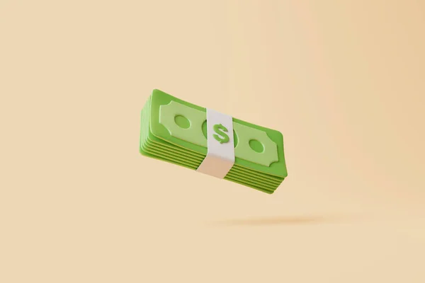Bundle Money Beige Pastel Background Dollars Money Payment Concept Simple — Stock Photo, Image