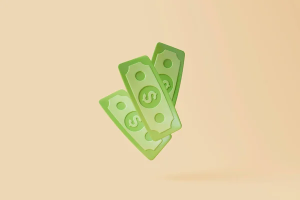 Green Paper Dollar Icon Isolated Beige Background Money Payment Concept — Stock Photo, Image