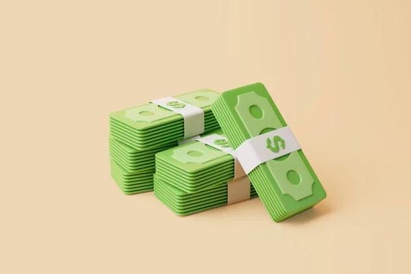 Set Bundles Money Beige Background Dollars Money Payment Concept Simple — Stock Photo, Image