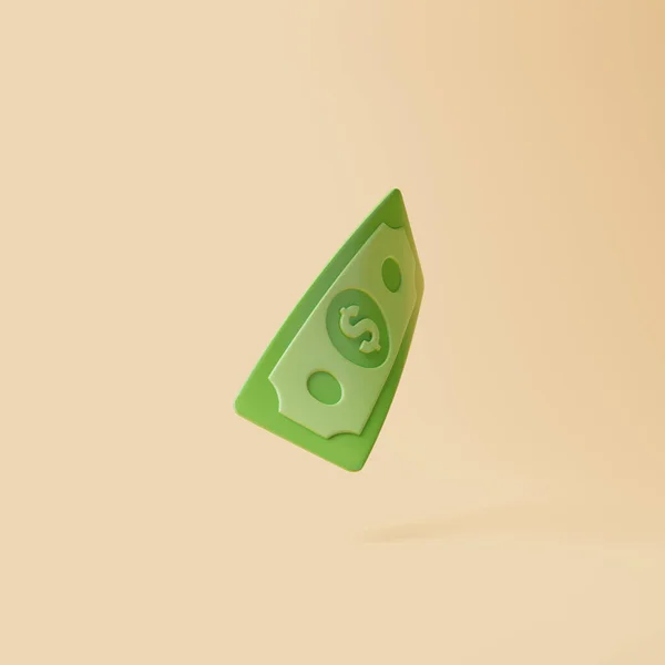 One Dollar Floating Beige Background Money Payment Concept Minimalist Render — Stock Photo, Image