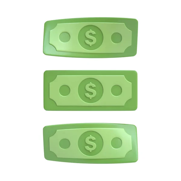 白い背景に米ドル紙幣 現金だ お金と支払いの概念 ミニマリストの3Dレンダリングイラスト — ストック写真
