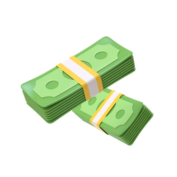 Bundles Money White Background Dollars Money Payment Concept Minimalist Render — Stock Photo, Image