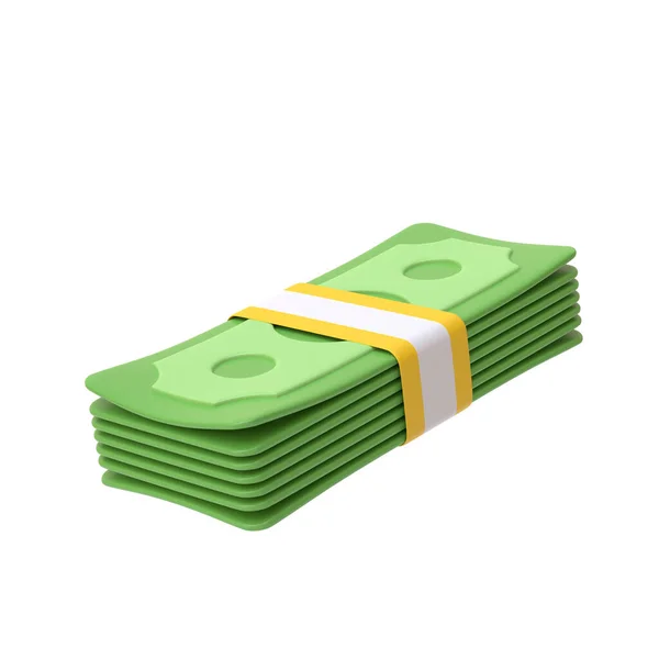 白い背景にお金の束 米ドルだ お金と支払いの概念 ミニマリストの3Dレンダリングイラスト — ストック写真