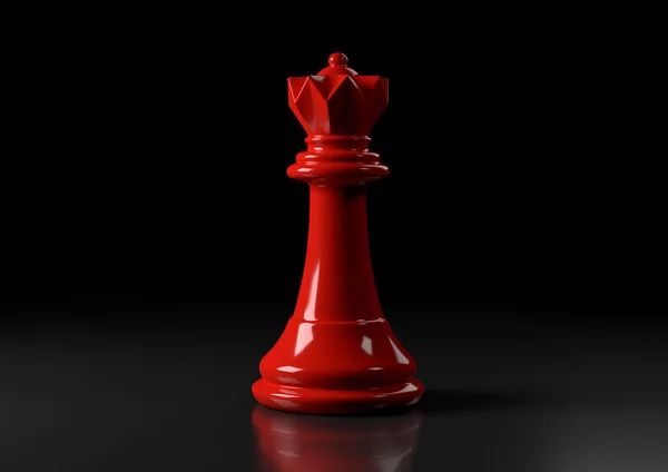 红后国际象棋 站在黑色的背景 国际象棋游戏人物 领导成功的商业概念 国际象棋棋子棋盘游戏战略游戏 3D说明 3D渲染 — 图库照片