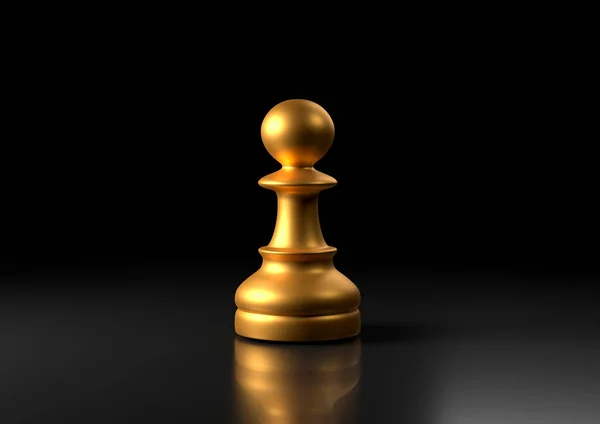 黄金棋子站在黑色背景下国际象棋游戏人物 领导成功的商业理念 国际象棋棋子棋盘游戏战略游戏 3D说明 3D渲染 — 图库照片