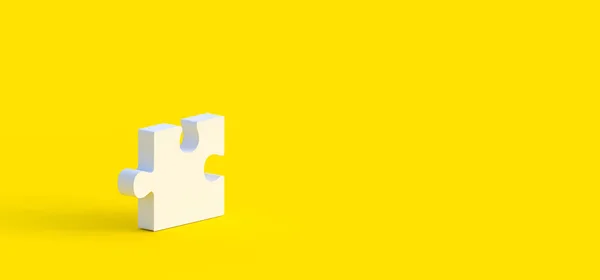Unfinished Ένα Λευκό Παζλ Κίτρινο Φόντο Χώρο Αντίγραφο Επιχειρηματική Στρατηγική — Φωτογραφία Αρχείου