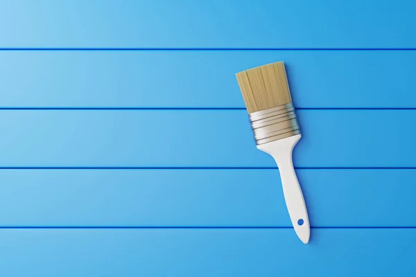 Paint Brush Blue Background Form Boards View Repair Concept Render — Stock Photo, Image