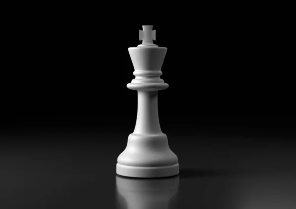 Witte Koning Schaken Staande Tegen Zwarte Achtergrond Schaakspel Beeldje Leider — Stockfoto
