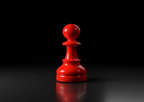 红色的棋子站在黑色的背景下 国际象棋游戏人物 领导成功的商业理念 国际象棋棋子棋盘游戏战略游戏 3D说明 3D渲染 — 图库照片
