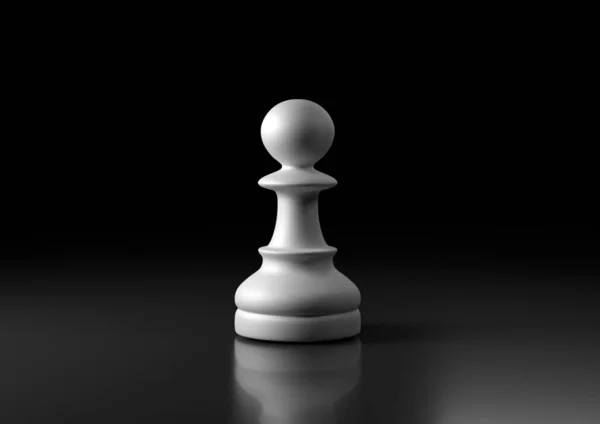 白色的棋子站在黑色的背景下 国际象棋游戏人物 领导成功的商业理念 国际象棋棋子棋盘游戏战略游戏 3D说明 3D渲染 — 图库照片