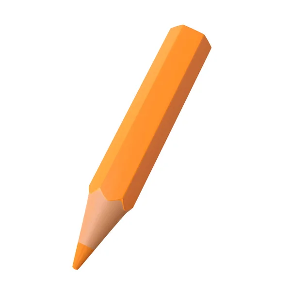 Orange Pencil Isolated White Background Render Illustration — Stock Photo, Image