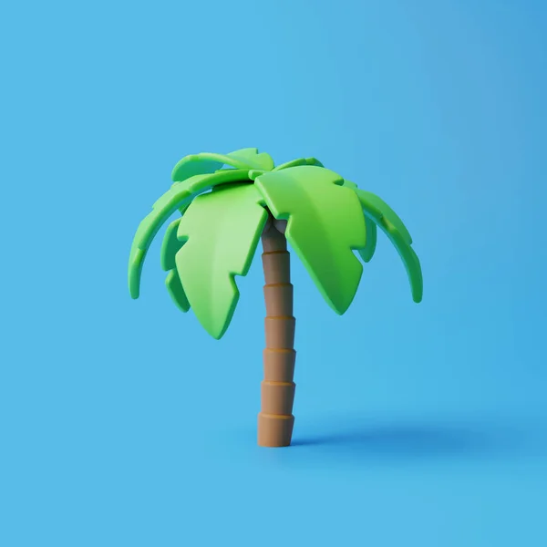 Tecknad Tropisk Palm Träd Blå Bakgrund Sommarkoncept Återgivning Illustration — Stockfoto