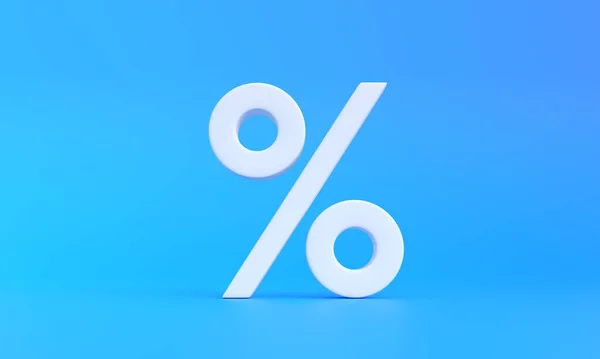 White Percentage Sign Blue Background Copy Space Minimal Creative Concept — Stock Photo, Image