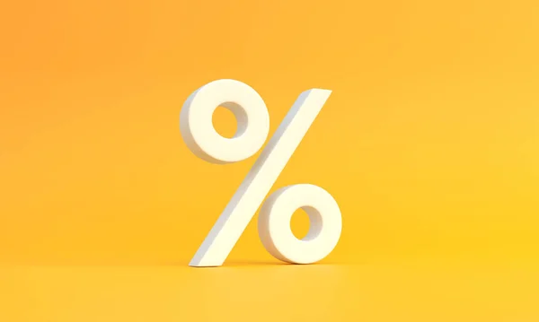 Signo Porcentaje Blanco Sobre Fondo Amarillo Con Espacio Copia Concepto — Foto de Stock