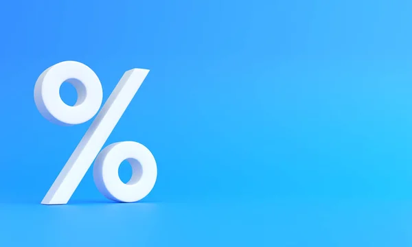 Sinal Porcentagem Branca Fundo Azul Com Espaço Cópia Conceito Criativo — Fotografia de Stock