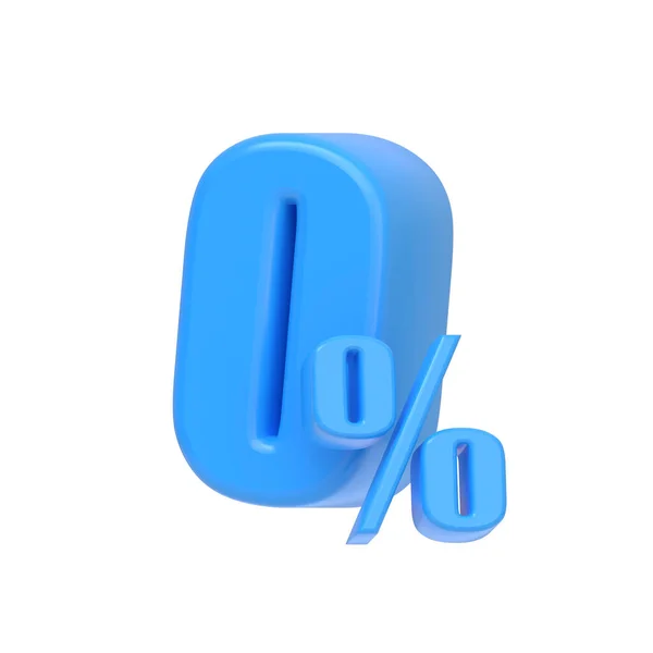 Блестящий Синий Нулевой Процент Знак Изолирован Белом Фоне Скидка Продажу — стоковое фото