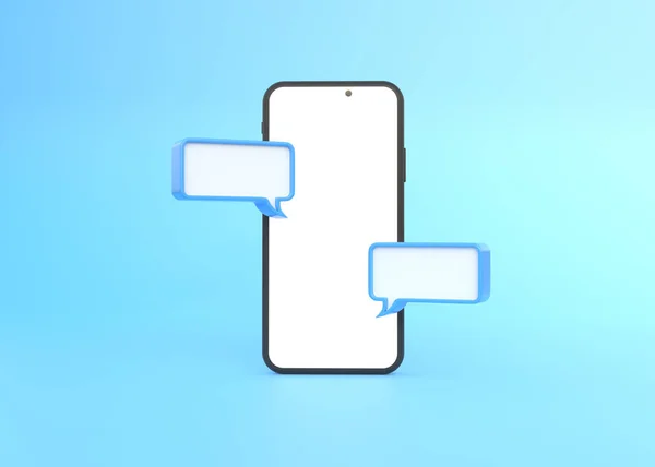 Pęcherzyki Czatu Smartfon Odizolowane Niebieskim Tle Ikona Bańki Mowy Symbol — Zdjęcie stockowe