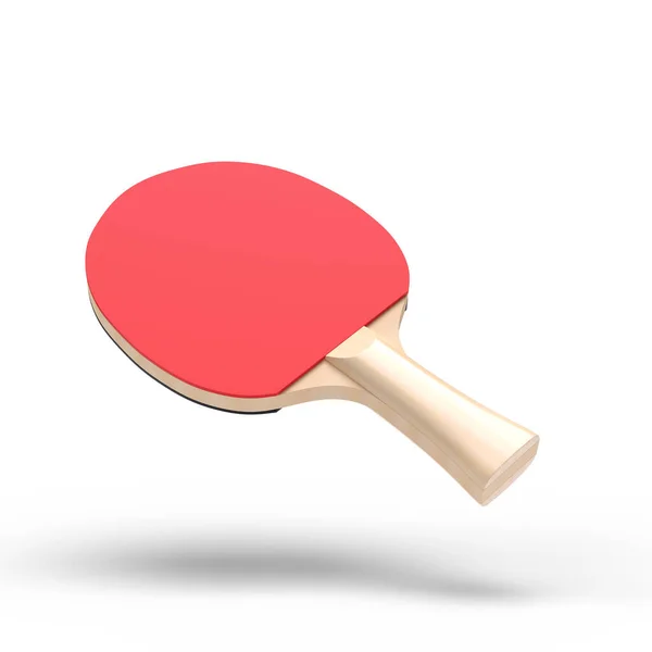 Piros Ütő Asztalitenisz Elszigetelt Fehér Háttér Ping Pong Sportfelszerelés Minimális — Stock Fotó
