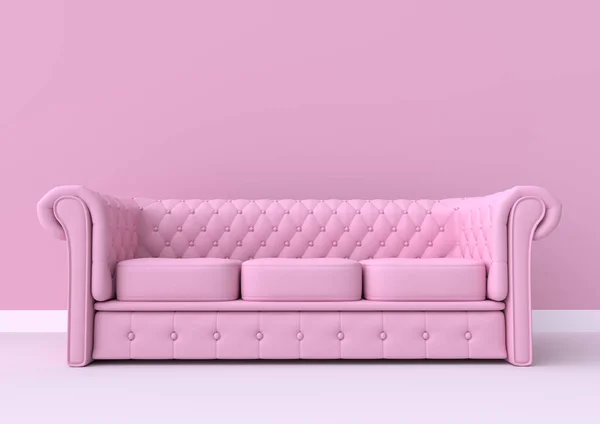 Modernes Sofa Rosa Wohnzimmer Minimales Stilkonzept Pastellfarbenstil Darstellung — Stockfoto