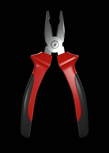 Red Black Pliers Isolated Black Background Repair Installation Tool Render — Stock Photo, Image