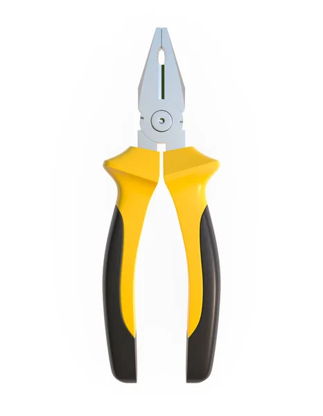 Yellow Black Pliers Isolated White Background Repair Installation Tool Render — Stock Photo, Image