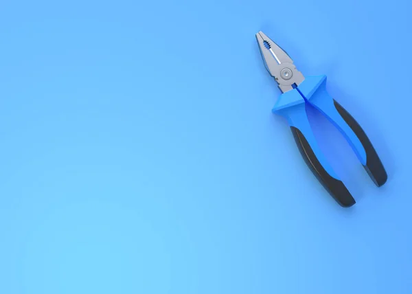 Pliers Blue Background Copy Space Top View Minimal Creative Concept — Stock Photo, Image