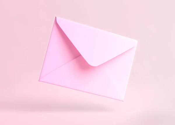 Envelope Falling Ground Pink Backgorund Email Notification Minimal Design Rendering — Stock Photo, Image