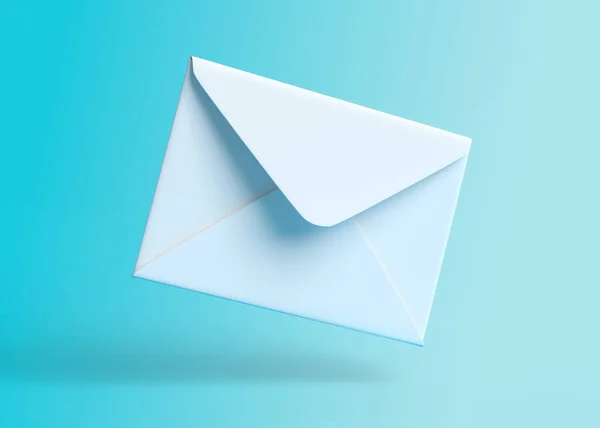 Envelope Falling Ground Blue Backgorund Email Notification Minimal Design Rendering — Stock Photo, Image