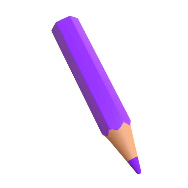Fioletowy Ołówek Izolowany Białym Tle Ilustracja Renderowania — Zdjęcie stockowe