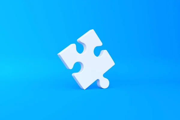 Single Puzzle Piece Blue Background Rendering Illustration — Stock Photo, Image