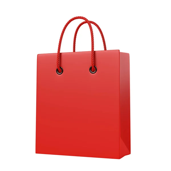 白い背景に隔離された空の赤い色のショッピングバッグ コピースペーステキスト 創造的なコンセプト 3Dレンダリング図 — ストック写真
