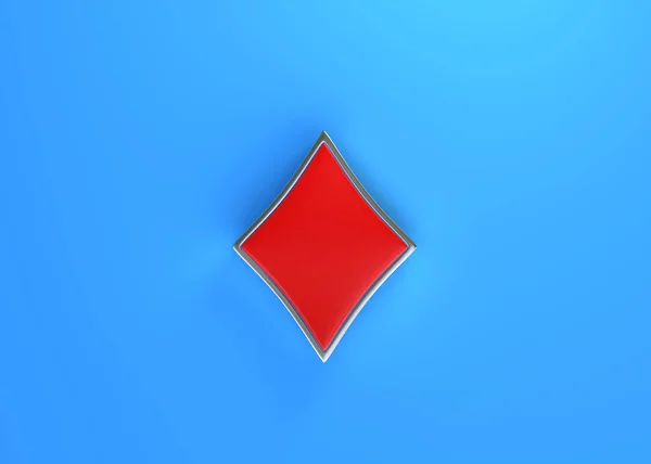 Aces Playing Cards Symbol Diamonds Red Colors Isolated Blue Background — 图库照片