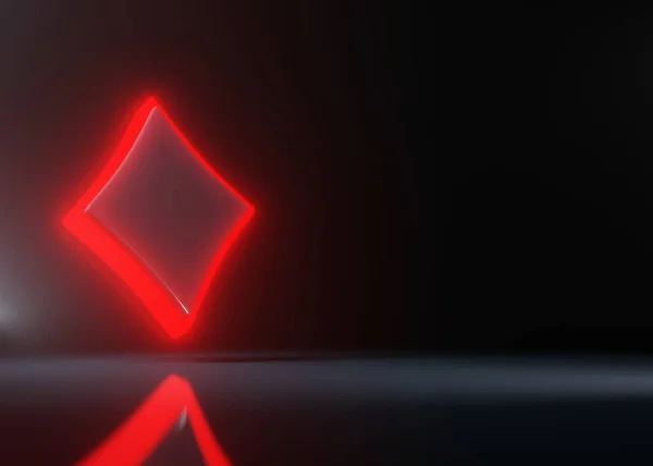 Asse Die Karten Spielen Symbolisieren Diamanten Mit Futuristisch Rot Leuchtenden — Stockfoto