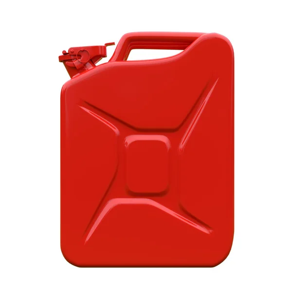 Czerwony Metalowy Kanister Odizolowany Białym Tle Pojemnik Benzynę Olej Napędowy — Zdjęcie stockowe