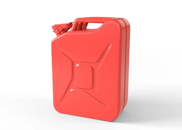 Röd Metall Jerrycan Isolerad Vit Bakgrund Behållare För Bensin Dieselgas — Stockfoto