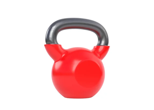 红色水壶在白色背景上隔离 运动训练和举重的概念 健身房设备 解决工具 3D渲染说明 — 图库照片