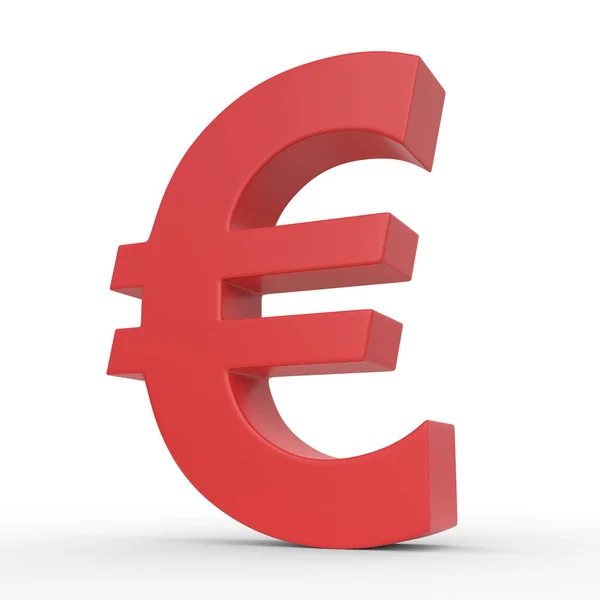 Červená Značka Eura Izolovaná Bílém Pozadí Vykreslování Ilustrace — Stock fotografie